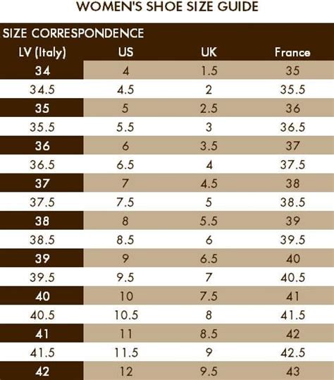 lv size to us|Lv trainer size chart.